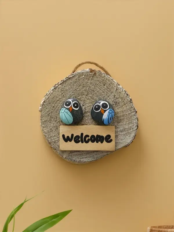 Панно "WELCOME" дерево 15х3х15 см, цв. серый