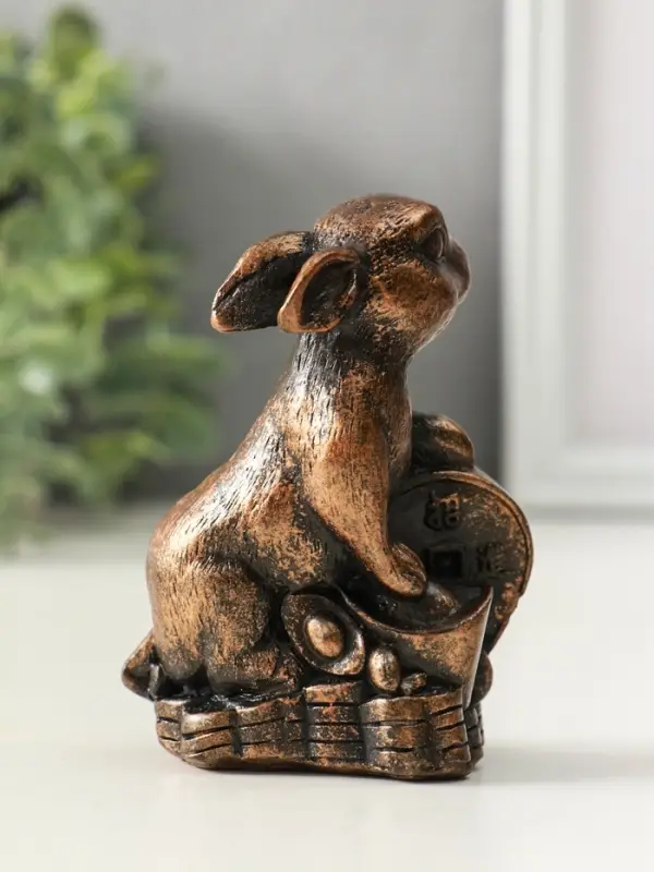 Фигура "Заяц на деньгах", высота 10 см, цвет винтажная бронза