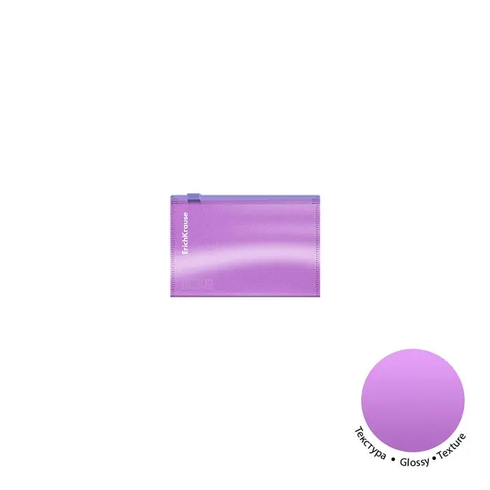 Папка-конверт на ZIP-молнии Card Size, 180 мкм, ErichKrause, Glossy Candy, глянцевая, с тиснением, полупрозрачная, микс