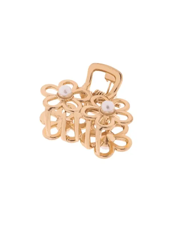 Крабик для волос &laquo;Маргарита&raquo;, ромашки жемчуг, 2.5 см, золото