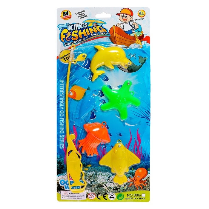 Рыбалка магнитная &laquo;Яркие рыбки&raquo;, 1 удочка, 5 рыбок, цвет МИКС