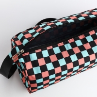 Сумка спортивная на молнии, регулируемый ремень, маленький размер, цвет голубой/розовый