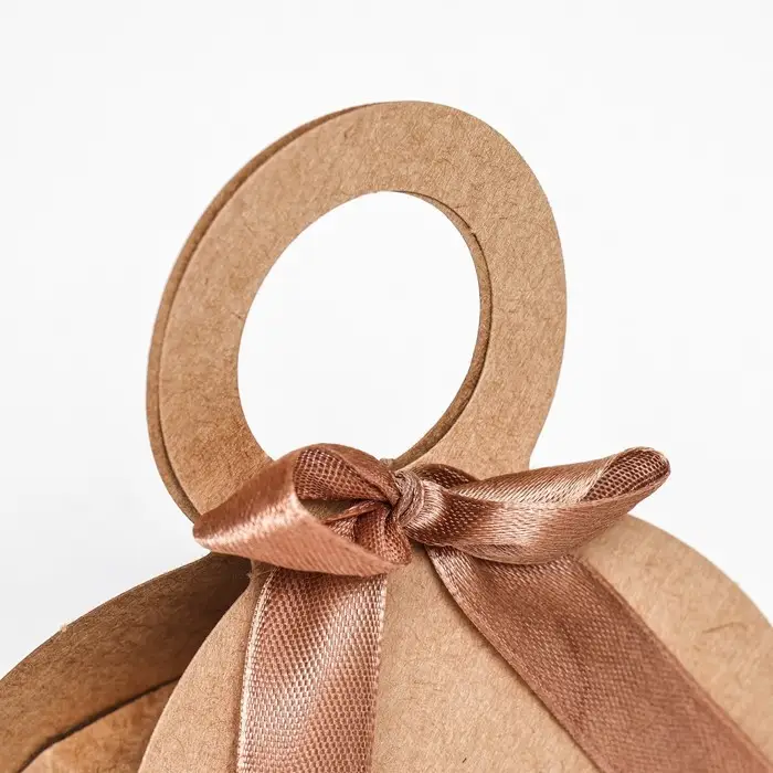 Коробка складная, с бантом и ручкой, крафт, 6&times;8&times;3 см