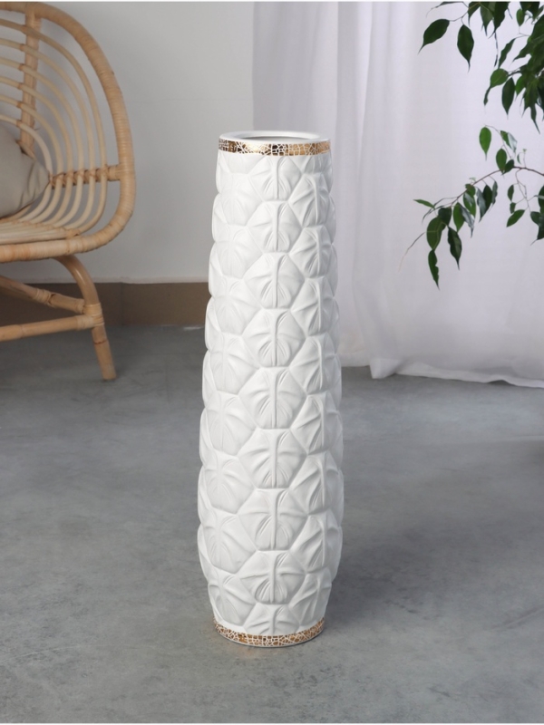 Ваза керамика напольная "Хадвин" 60х13 см, белый