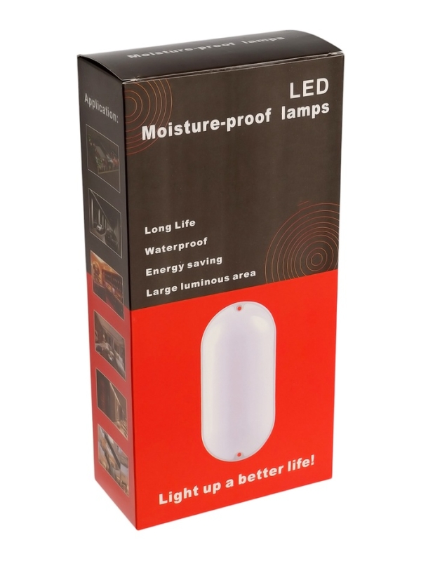 Светильник светодиодный, 24 Вт, IP54, 4000К, 220 В, овал, черный