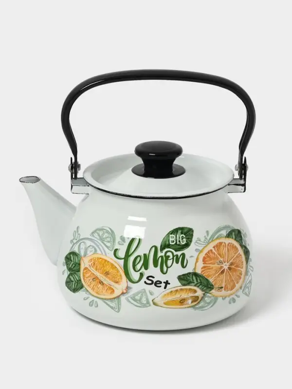 Чайник сферич. с мет.р. 3л (белая)Лимонный сет