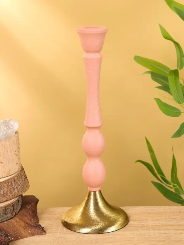 Подсвечник на 1 свечу "Пудровый" 10,5х10,5х30 см