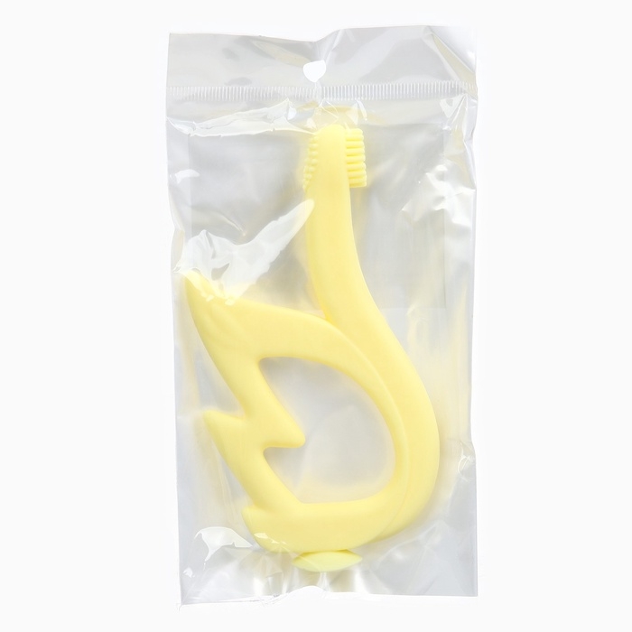 Прорезыватель силиконовый для зубов Крошка Я &laquo;Лебедь&raquo;, щеточка, на присоске, желтый