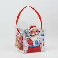 Коробка подарочная новогодняя складная ПВХ, &laquo;Дед Мороз&raquo;, 10 х 10 х 10 см, Новый год