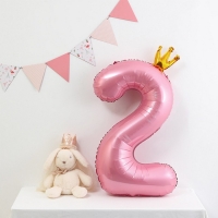 Шар фольгированный 40" &laquo;Цифра 2 с короной&raquo;, цвет розовый