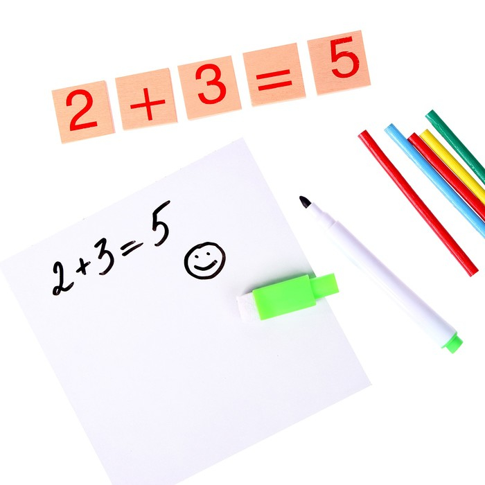 Набор для изучения счёта, палочки, плашки, досочка и маркер в наборе