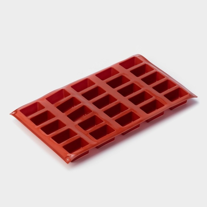 Форма для выпечки Доляна &laquo;Сладости.Батончик&raquo;, силикон, 30&times;17&times;2 см (4&times;2,3&times;2 см), 25 ячеек, цвет коричневый