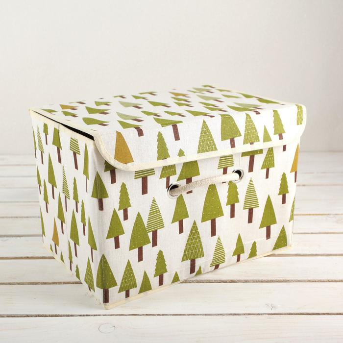 Короб стеллажный для хранения с крышкой &laquo;Ёлки&raquo;, 37&times;26&times;24 см