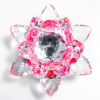 Сувенир стекло "Розовый лотос на подставке" вращается 5,5х9х9 см