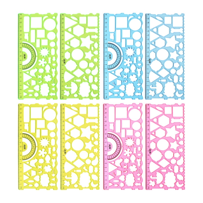 Набор трафаретов, 2 штуки, пластик, Геометрические фигуры МИКС