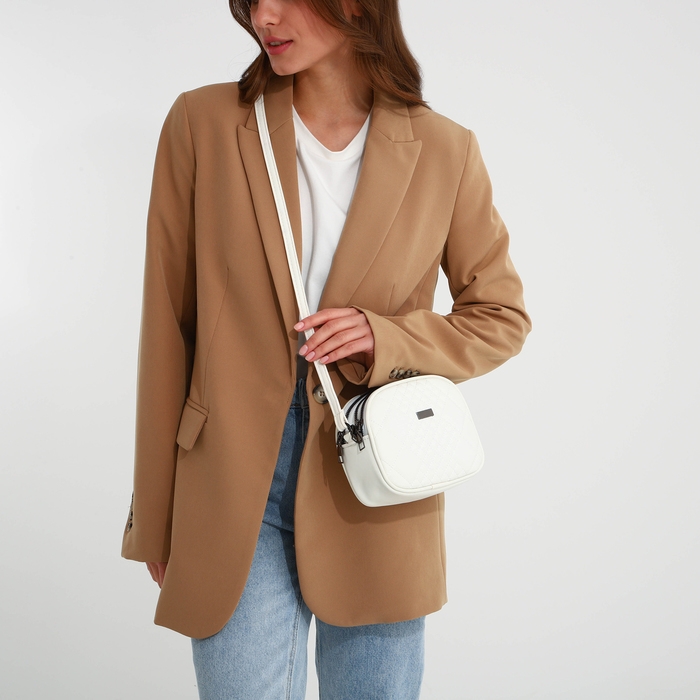 Сумка женская кросс-боди на молнии, цвет белый