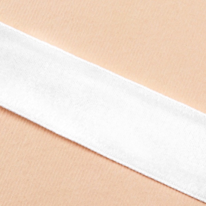 Лента бархатная, 20 мм, 18 &plusmn; 1 м, цвет белый №01