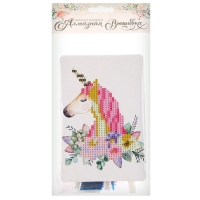 Алмазная вышивка &laquo;Единорог с цветами&raquo;, 10 &times; 15 см, с подставкой, с частичным заполнением