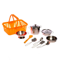 Набор металлической посудки &laquo;Супер Шеф&raquo;, с фартуком и колпаком, в корзинке, МИКС