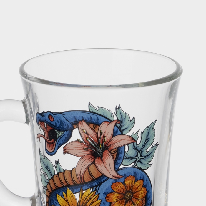Кружка стеклянная для глинтвейна &laquo;Цветы и змеи&raquo;, 200 мл, МИКС