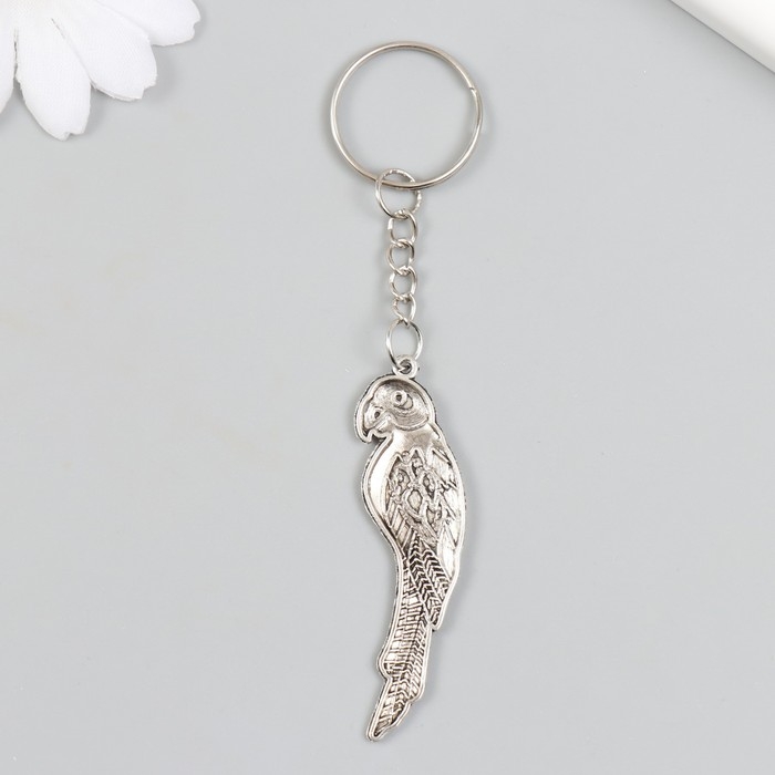 Брелок металл "Попугай" серебро 1,6х5,5 см