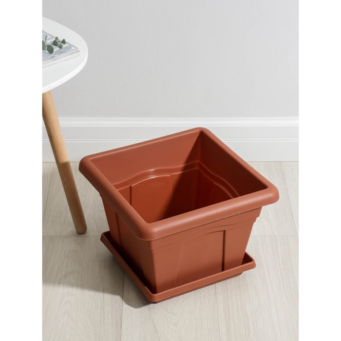 Горшок с поддоном &laquo;Квадро&raquo;, 12,2 л, цвет терракотовый