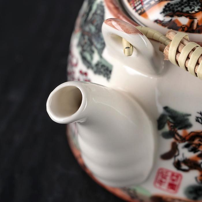 Чайник керамический заварочный с металлическим ситом &laquo;Пейзаж&raquo;, 600 мл