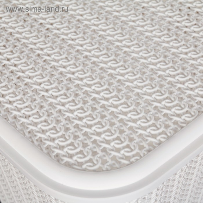 Корзина бельевая с крышкой &laquo;Вязь&raquo;, 60 л, 44&times;36&times;52 см, цвет белый