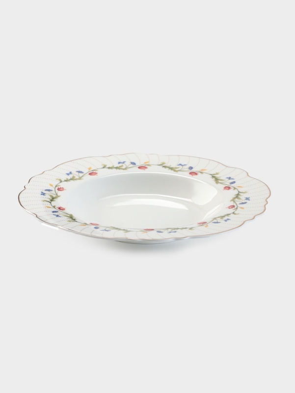 Тарелка глубокая WY Flowers song, d=21.5 см, фарфор, белая