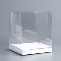 Коробка под бенто-торт с ленточками, белая , 21 х 21 х 25 см