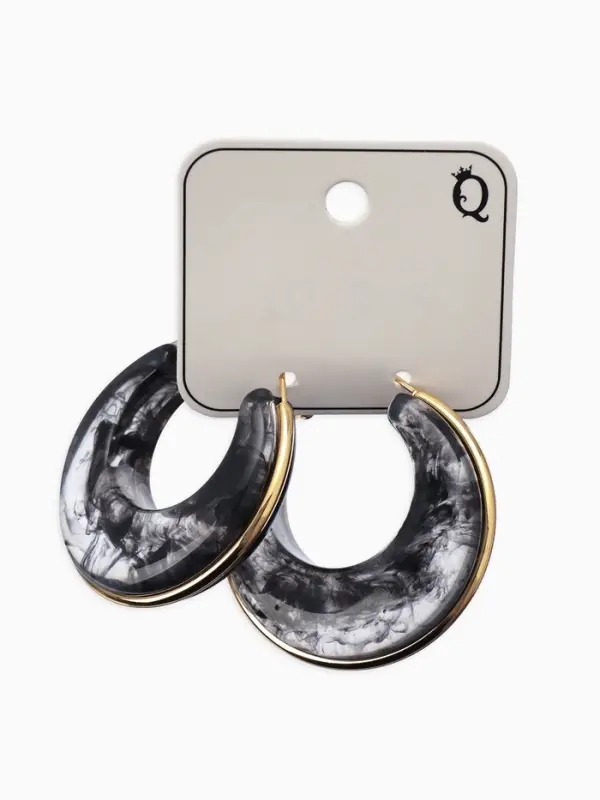 Серьги-кольца акрил "Тренд", цвет чёрный в золоте