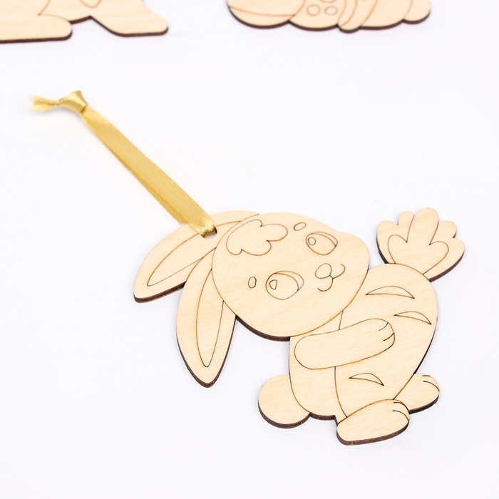 Заготовки для творчества. Роспись по дереву &laquo;Пасха: пасхальные кролики&raquo;, 5 шт