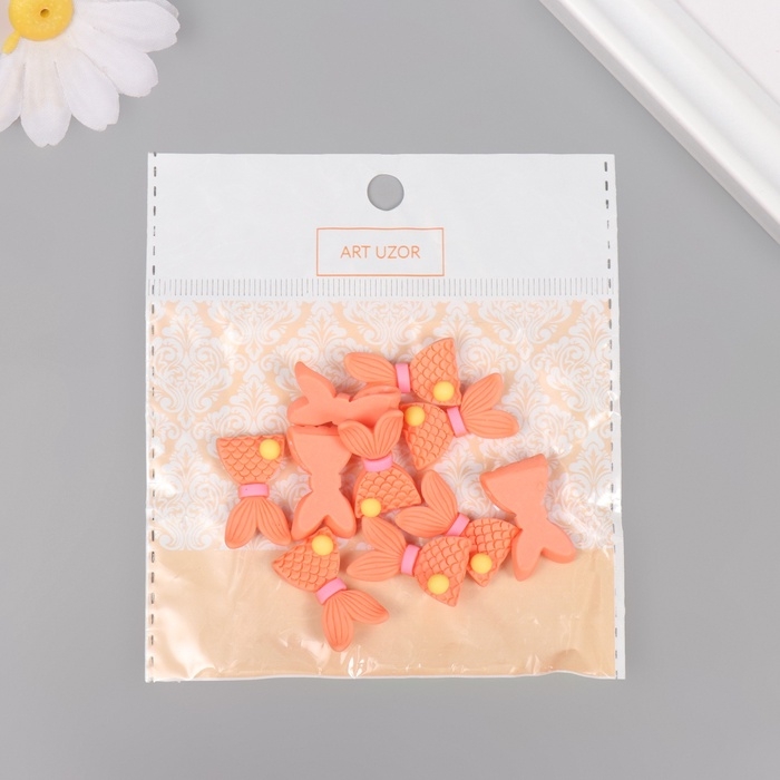 Декор для творчества пластик "Оранжевый хвост русалки" набор 12 шт 2,3х1,4 см