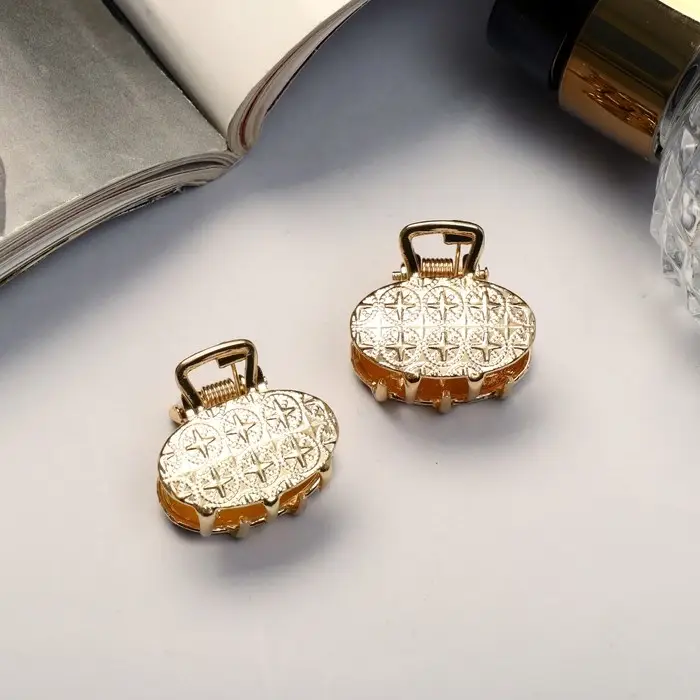 Краб для волос Краб для волос "Либерти" (набор 2 шт) геометрия овал, 2,5 см, золото