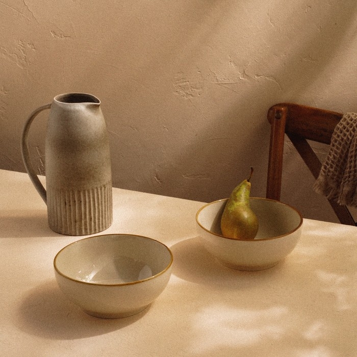 Набор мисок фарфоровых SL Home &laquo;Леггеро&raquo;, 1,2 л, d=18,5 см, цвет бежевый