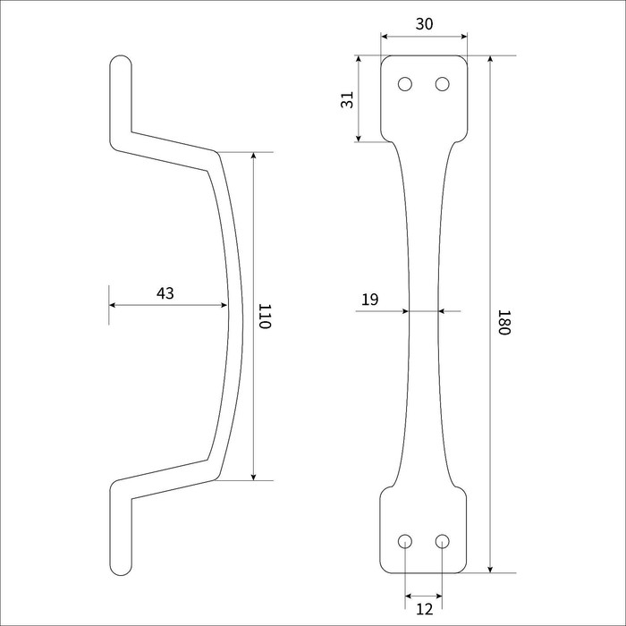 Ручка-скоба дверная, белая