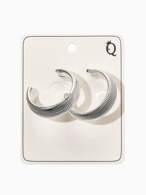 Серьги-кольца "Пружина" d=3см, цвет серебро