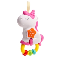 Музыкальная игрушка - подвеска &laquo;Любимый единорог&raquo;, прорезыватель - погремушка, звук, свет, цвет розовый