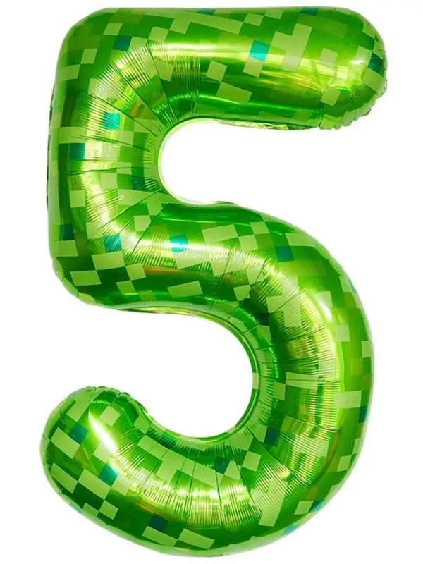Воздушный шар фольгированный 40" цифра "5" пиксели, в ин.уп.