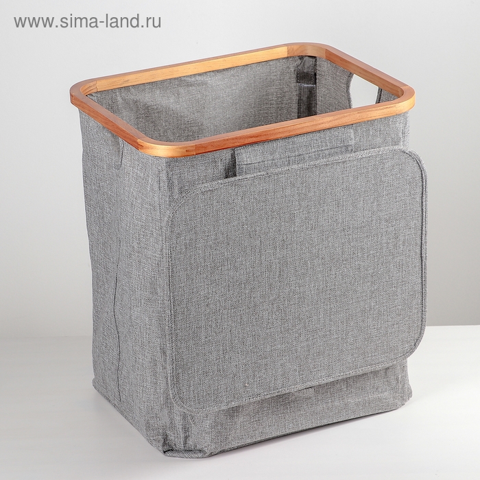 Корзина универсальная с крышкой &laquo;Минимал&raquo;, 45&times;35&times;49,5 см, цвет серый