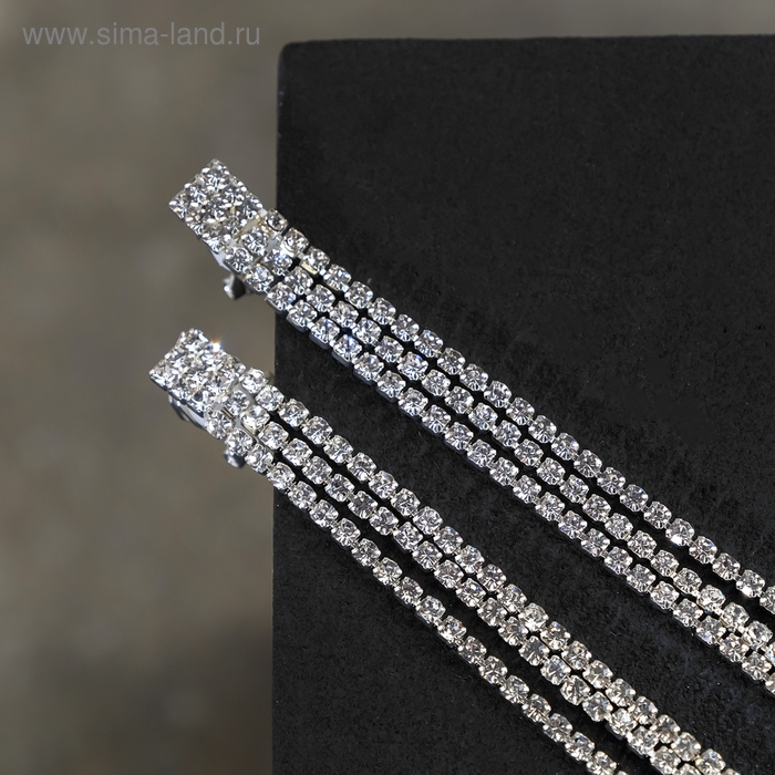 Клипсы &laquo;Лёд&raquo; классика, цвет белый в серебре