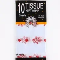 Бумага упаковочная тишью "Снежинки со звездами", 50 х 66 см