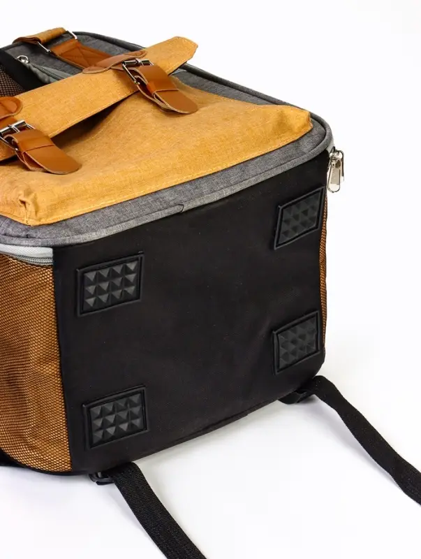 Рюкзак-переноска для кошек и собак, 30 х 21 х 41 см, серо-жёлтый