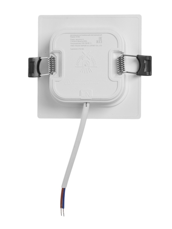 Светильник встраиваемый светодиодный "Даунлайт" 5Вт, 6500K, 475 Лм, 220В, 90x25 мм, квадрат   105329