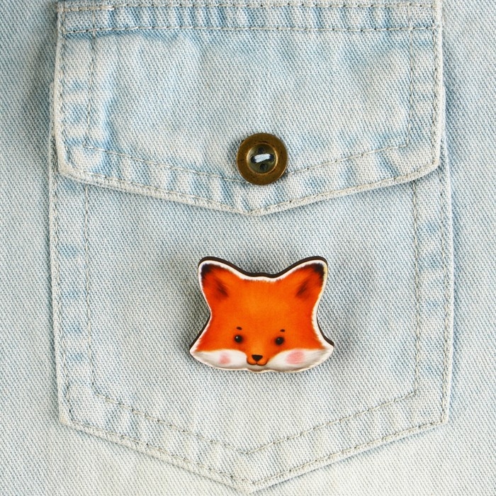 Значок талисман &laquo;Лиса&raquo;, 3,5 х 3,3 см.