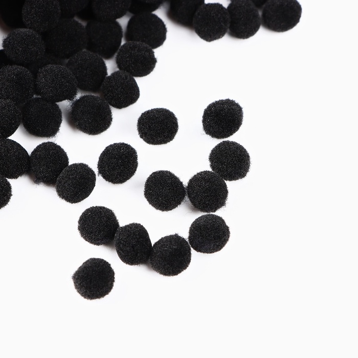 Набор текстильных деталей для декора. Помпоны для творчества &laquo;Чёрные&raquo;, 55 гр