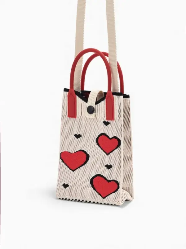 Сумка подр Сердца, 12*4*17, отд на кнопке, дл ремень, белый