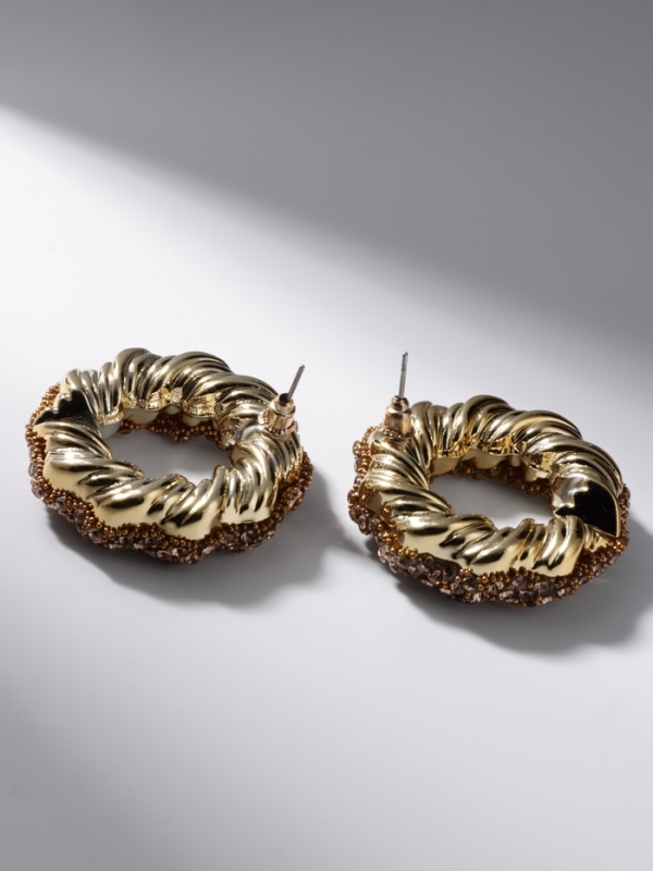 Серьги со стразами &laquo;Блеск&raquo; кольцо, цвет золото