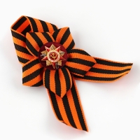 Лента с цветком на 9 мая &laquo;С Днем Победы&raquo;, 25 х 2,5 см