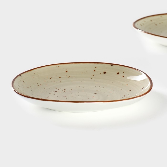 Набор тарелок фарфоровых десертных Magistro Mediterana, 2 предмета: 21&times;20 см, цвет бежевый